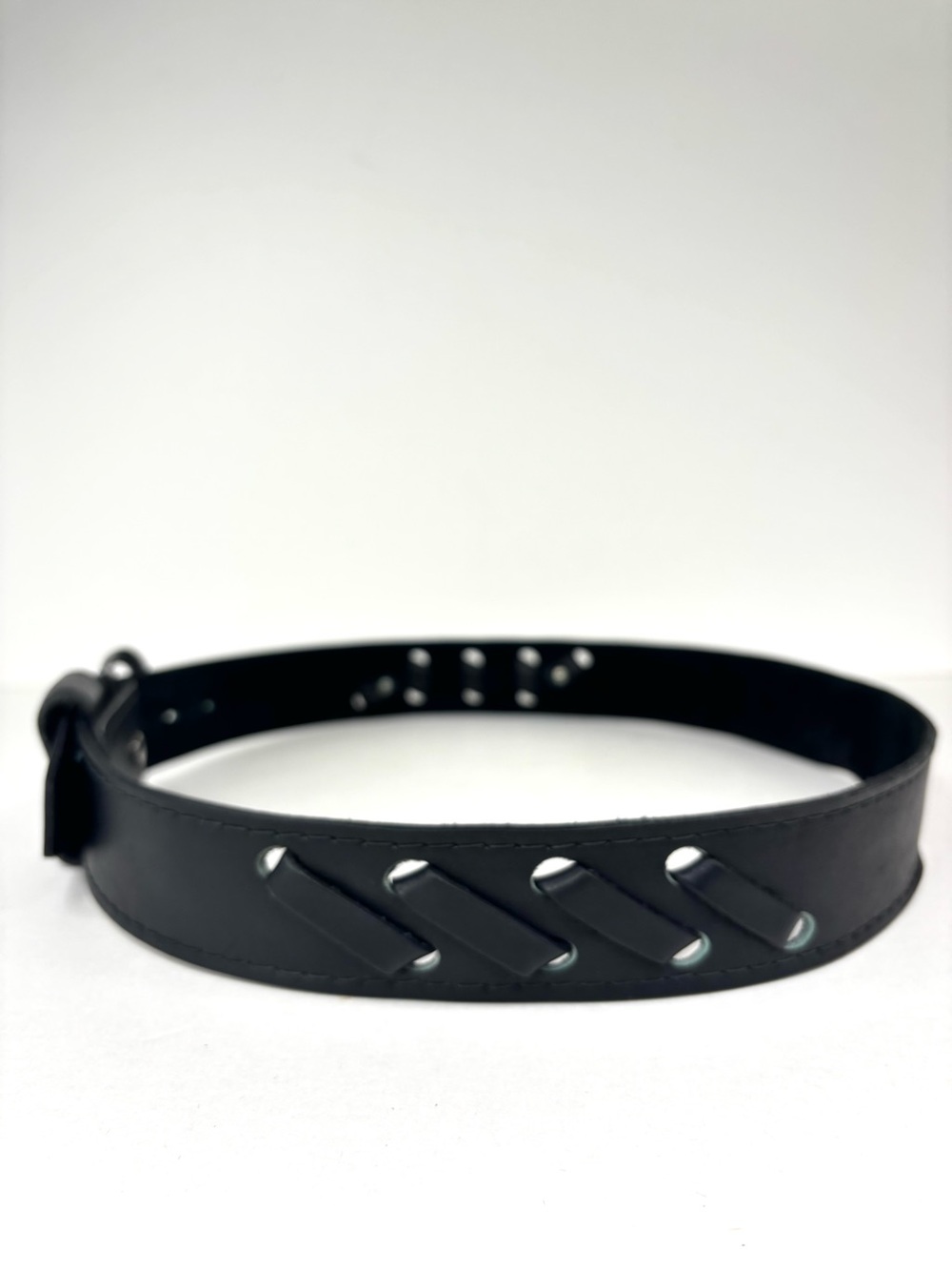Vintage Black‎ Leather 80’s / 90’s  Biker Moto Punk Woven Detail Belt Unisex M/L - Picture 13 of 14
